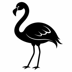 flamingo silhouette black vector art illustration