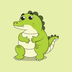Cute and cheerful green crocodile character