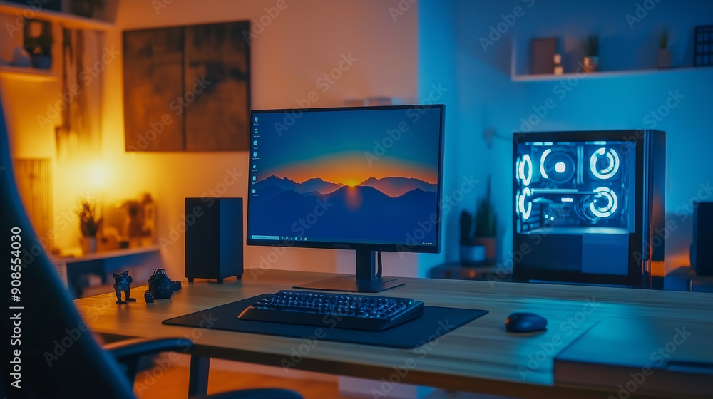 Aufkleber modern desktop computer setup for professional work
