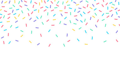 Colorful sprinkles banner background, colorful falling decorative sprinkles background