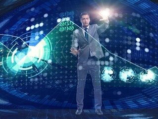 Man in stock trading business concept