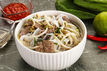 Vietnamese soup Pho Bo with beef