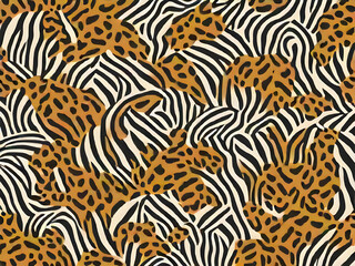 Tiger skin watercolor seamless pattern, Leopard seamless , animal skin background