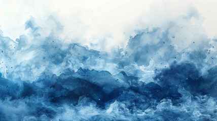 Blue watercolor background on white Cyan watercolor water brash splash texture	