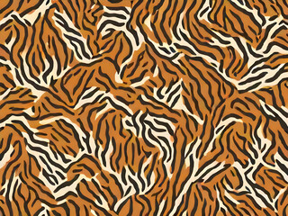 Tiger skin watercolor seamless pattern, Leopard seamless , animal skin background