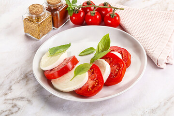 Italian caprese salad with mozzarella
