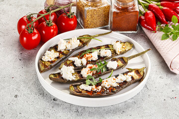 Grilled eggplant with feta cheese