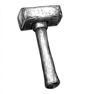 recommend clip art: Black and white Vintage engraved art of a hammer isolated on white background, ink sketch illustration, simple vector art design, highly detailed line art, high contrasty