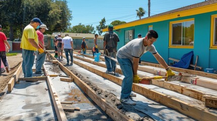 Labor Day community service event where volunteers from different professions, showcasing their expertise and community spirit.