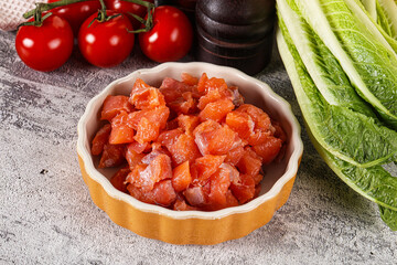 Salted salmon cubes for cooking