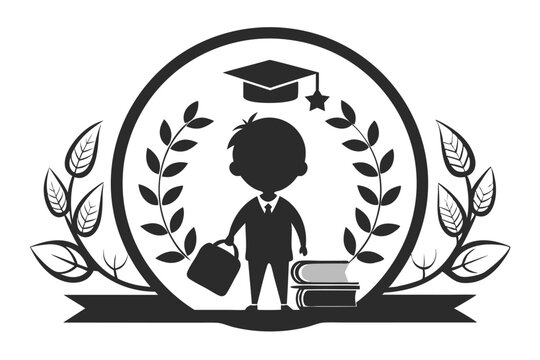 recommend clip art: Child silhouette in round education F.eps