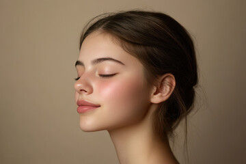 Fototapeta premium A close up of a girl's face with her eyes closed