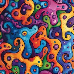 Abstract Colorful Pattern with Swirls and Circles