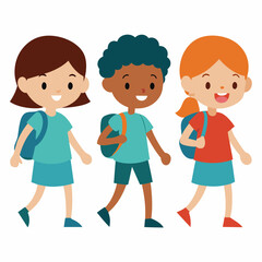 Cute school kid's vector art illustration