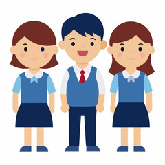 Cute school kid's vector art illustration