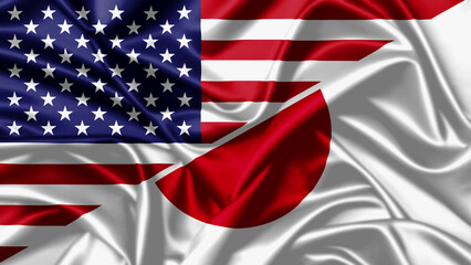 Fototapeta premium United waving flag of USA and Japan