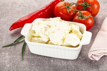 Soft Philadephia cheese in the bowl