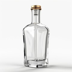 Glass bottle, 3D illustration, realistic, isolated on white background