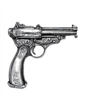 recommend clip art: Black and white Vintage engraved art of a staple gun isolated on white background, ink sketch illustration, simple vector art design, highly detailed line art, high contrasty