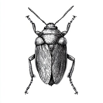 recommend clip art: Black and white Vintage engraved art of a stink bug isolated on white background, ink sketch illustration, simple vector art design, highly detailed line art, high contrasty. 