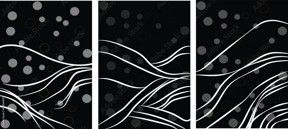 Poster japanese wave pattern with abstract art background vector. water surface and ocean elements template