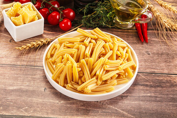 Raw dry Italian pasta - casarecce