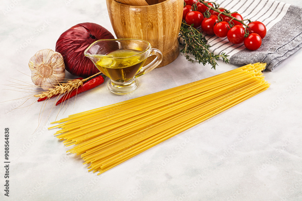 Wall mural Raw dry Italian pasta - spaghetti