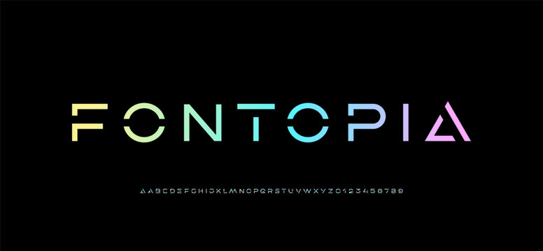 Technology font, digital cyber alphabet made futurism style, letters A, B, C, D, E, F, G, H, I, J, K, L, M, N, O, P, Q, R, S, T, U, V, W, X, Y, Z and numerals 0, 1, 2, 3, 4, 5, 6, 7, 8, 9 space style