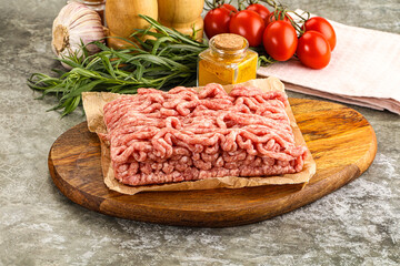 Raw uncooked red minced meat