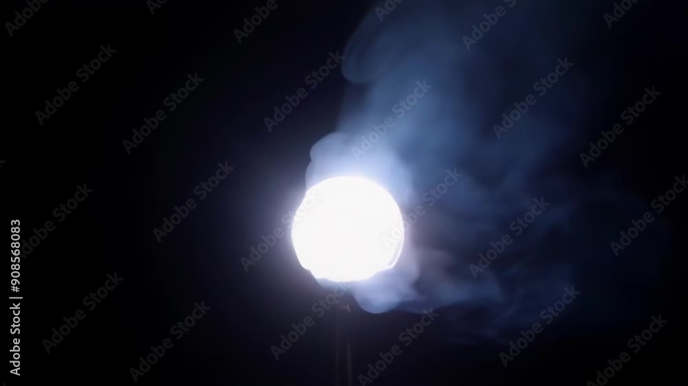 Poster an ethereal frame featuring a glowing light orb surrounded by swirling smoke, creating a mysterious 