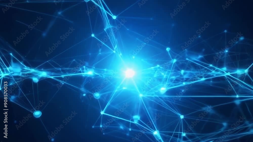 Aufkleber a vibrant, blue visualization depicting a dynamic network of connections, emphasizing technology and