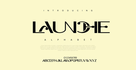 Launche Modern minimal abstract alphabet fonts. Typography technology, electronic, movie, digital, music, future, logo creative font.