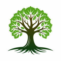 oak tree logo illustration vector silhouette vector art illustration