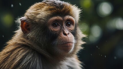 A baby monkey nestled safely in its mother’s fur, feeling secure and protected