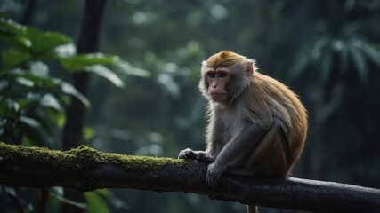 Obraz premium A monkey playing with a stick