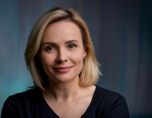 Portrait of beautiful middle aged blond woman in studio shot