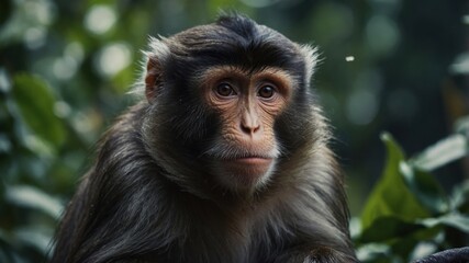 A monkey with wide, curious eyes, taking in all the sights and sounds around it