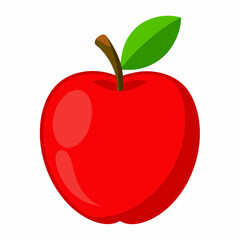 Vector 3D Red Apple on White Background