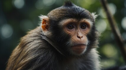 Obraz premium A monkey with an inquisitive gaze, always eager to explore new things