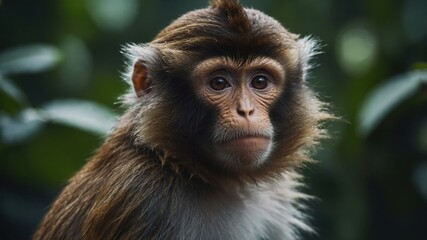 A playful monkey performing acrobatic tricks high up in the treetops