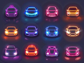 A set of car neon signs.