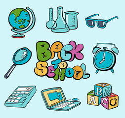 Back to School hand drawn illustration set