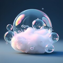 soap bubbles on a blue background