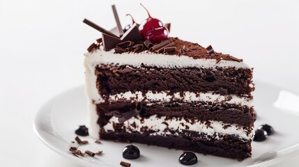 Slice of black forest chocolate cake