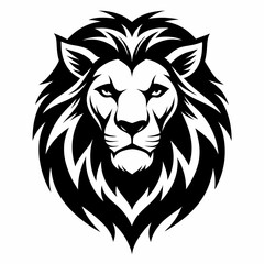 silhouette lion head logo vector art illustration