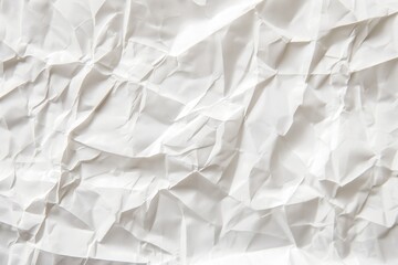 Obraz premium Crumpled white paper texture for design, art, and creative projects. Wrinkled, creased, grunge, blank surface of a sheet. Vintage, abstract pattern on old parchment or card.