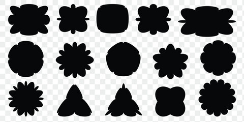 Abstract retro shapes, basic brutal forms and figures in Y2K aesthetics, vintage stickers, logos, labels. Decorative design elements, vector illustration. Y2k shapes vector set. Eps 10.