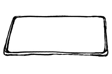 筆タッチの和食器のモノクロ線画イラスト