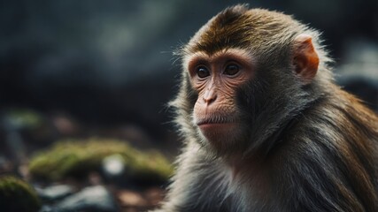 Obraz premium A monkey eagerly devouring a ripe fruit, savoring the sweet taste