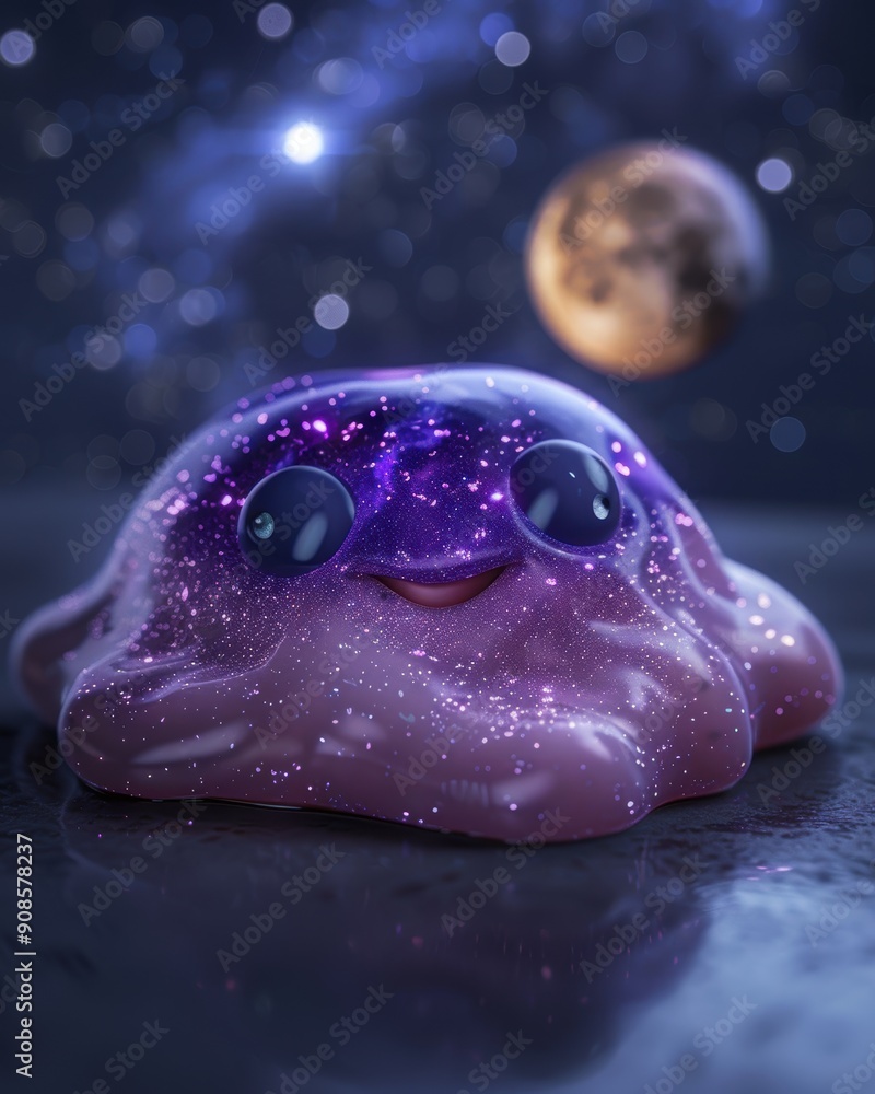 Poster Glowing purple frog under the moonlight